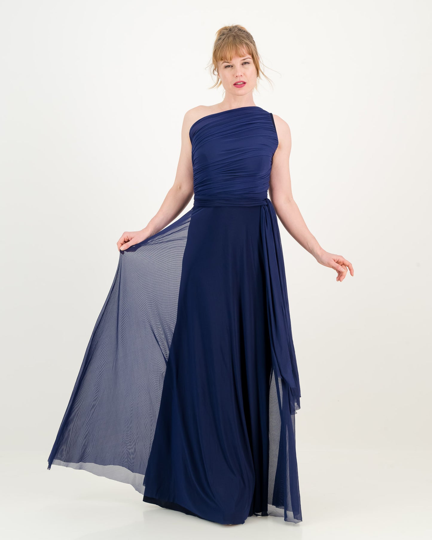 one shoulder dress - navy