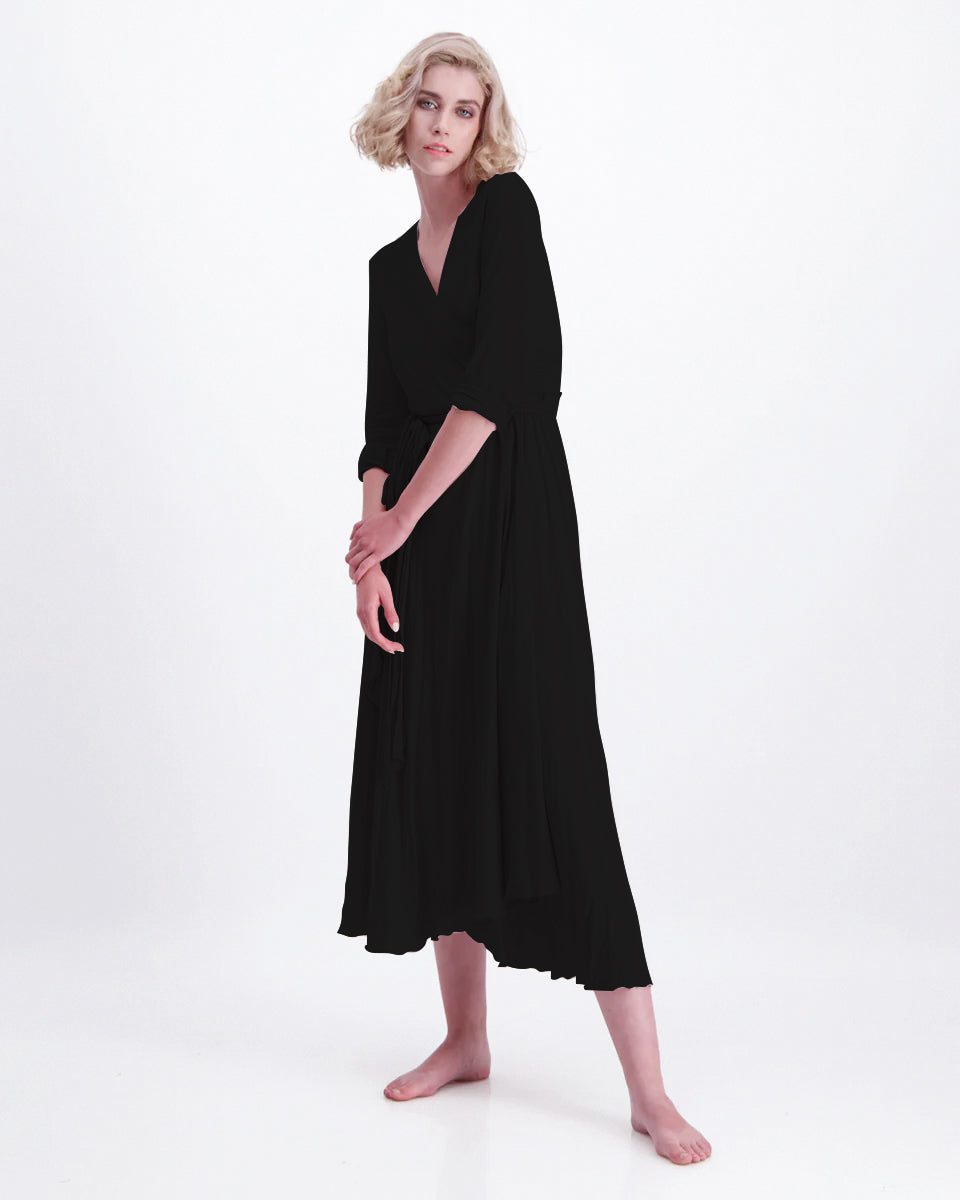 eva wrap dress- black