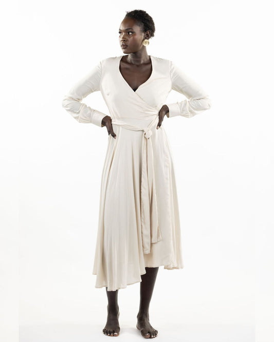 eva wrap dress- stone