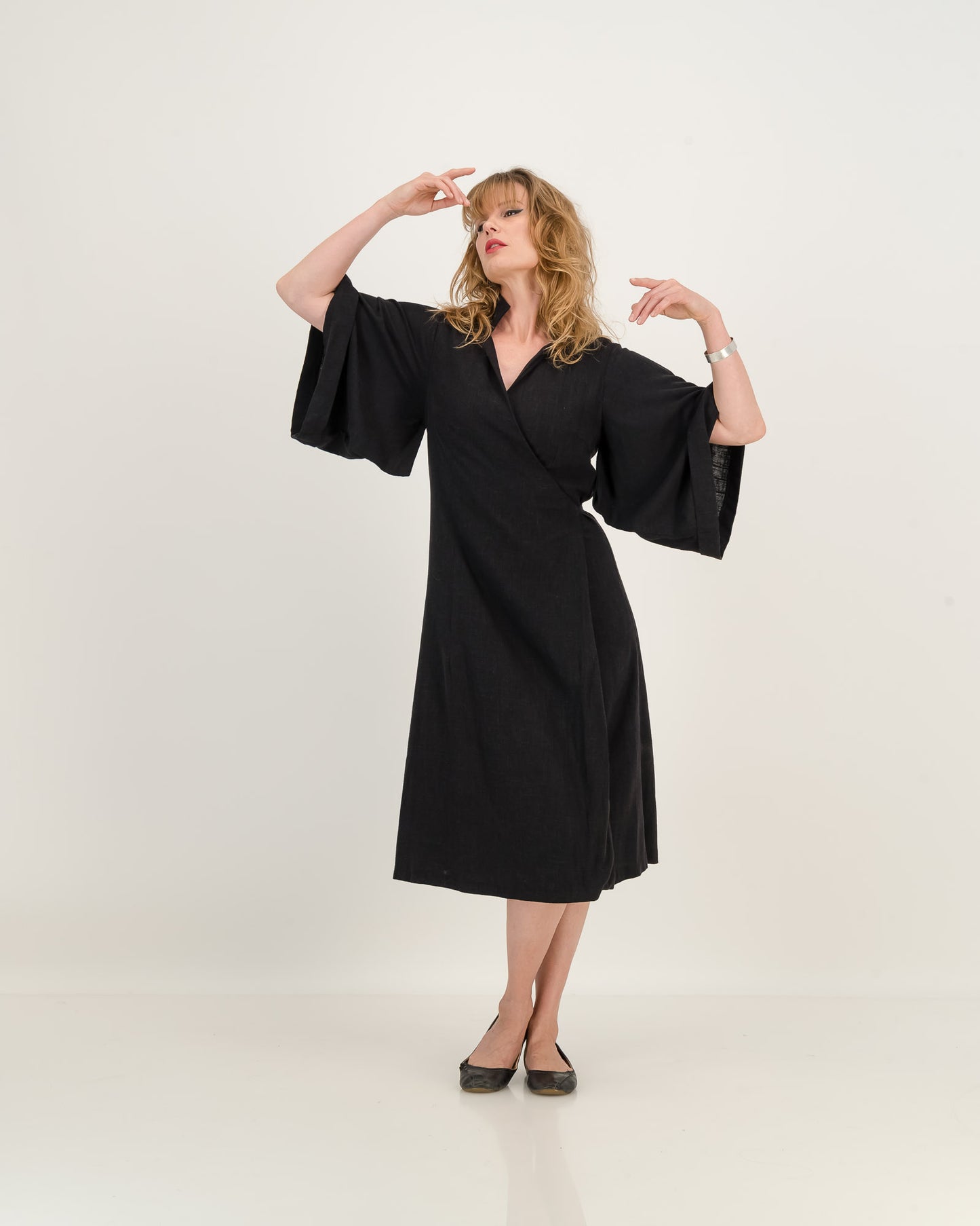 kimono wrap dress - black