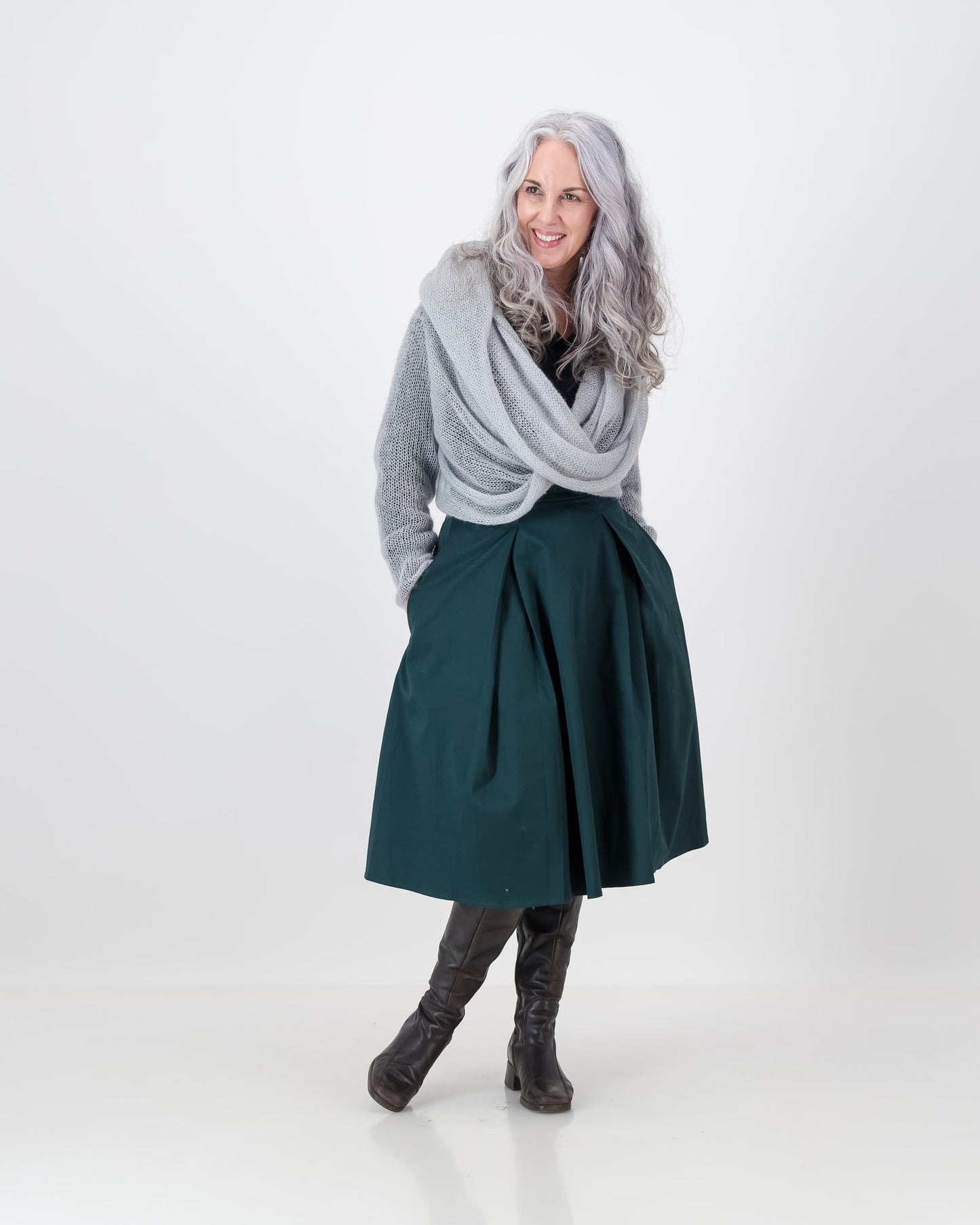 fiona mohair silk wrap - silver grey