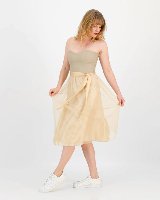 linen sweetheart dress - natural