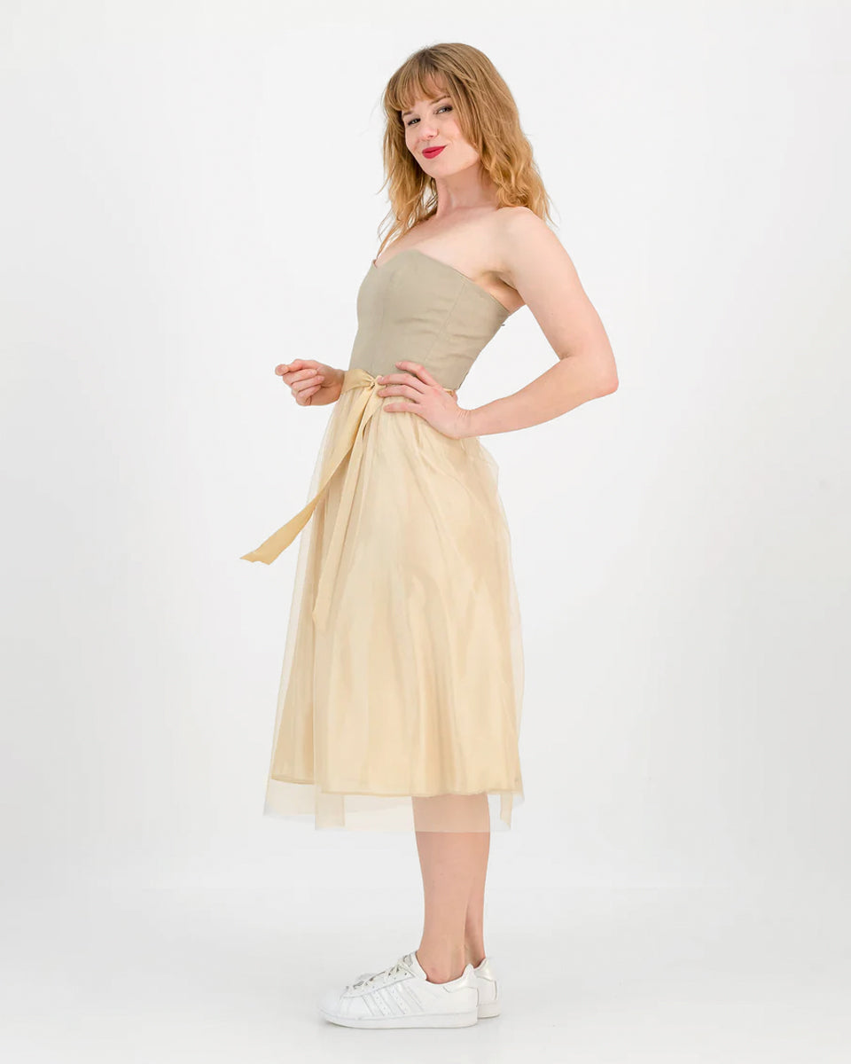 linen sweetheart dress - natural