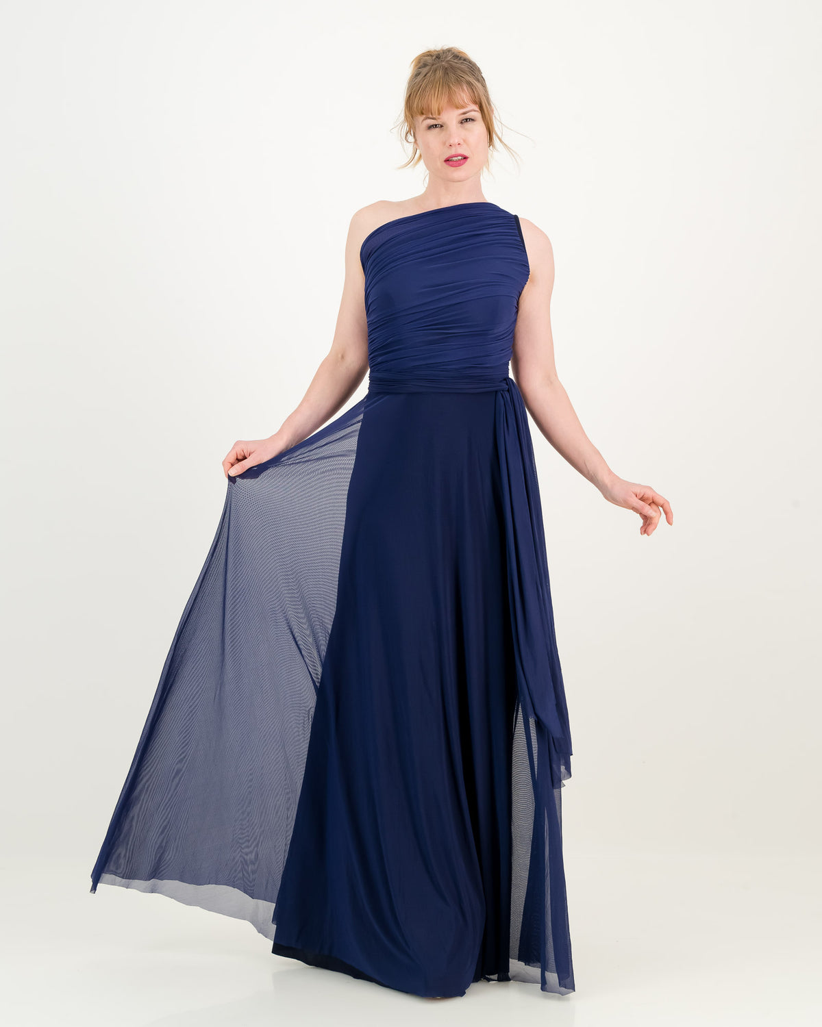 one shoulder dress - navy