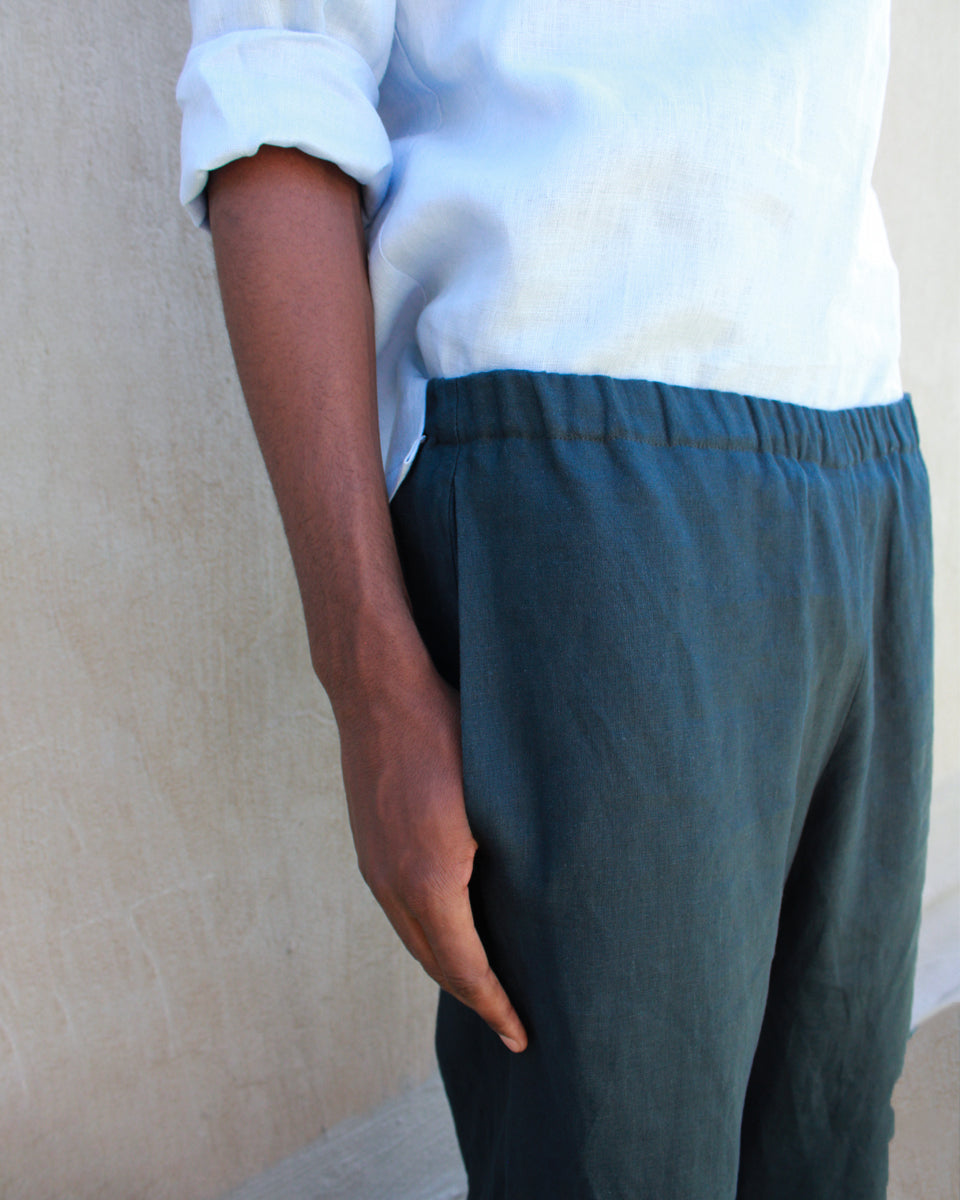 men's linen pants - navy