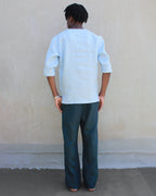 men's casual linen top - light blue