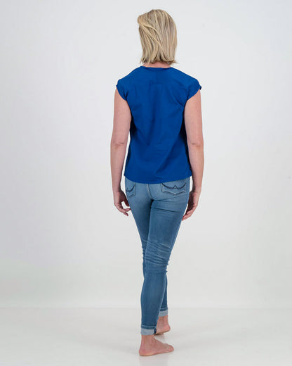 ada pleat neck top - sapphire