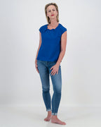 ada pleat neck top - sapphire