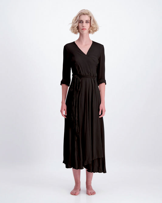 eva wrap dress- black