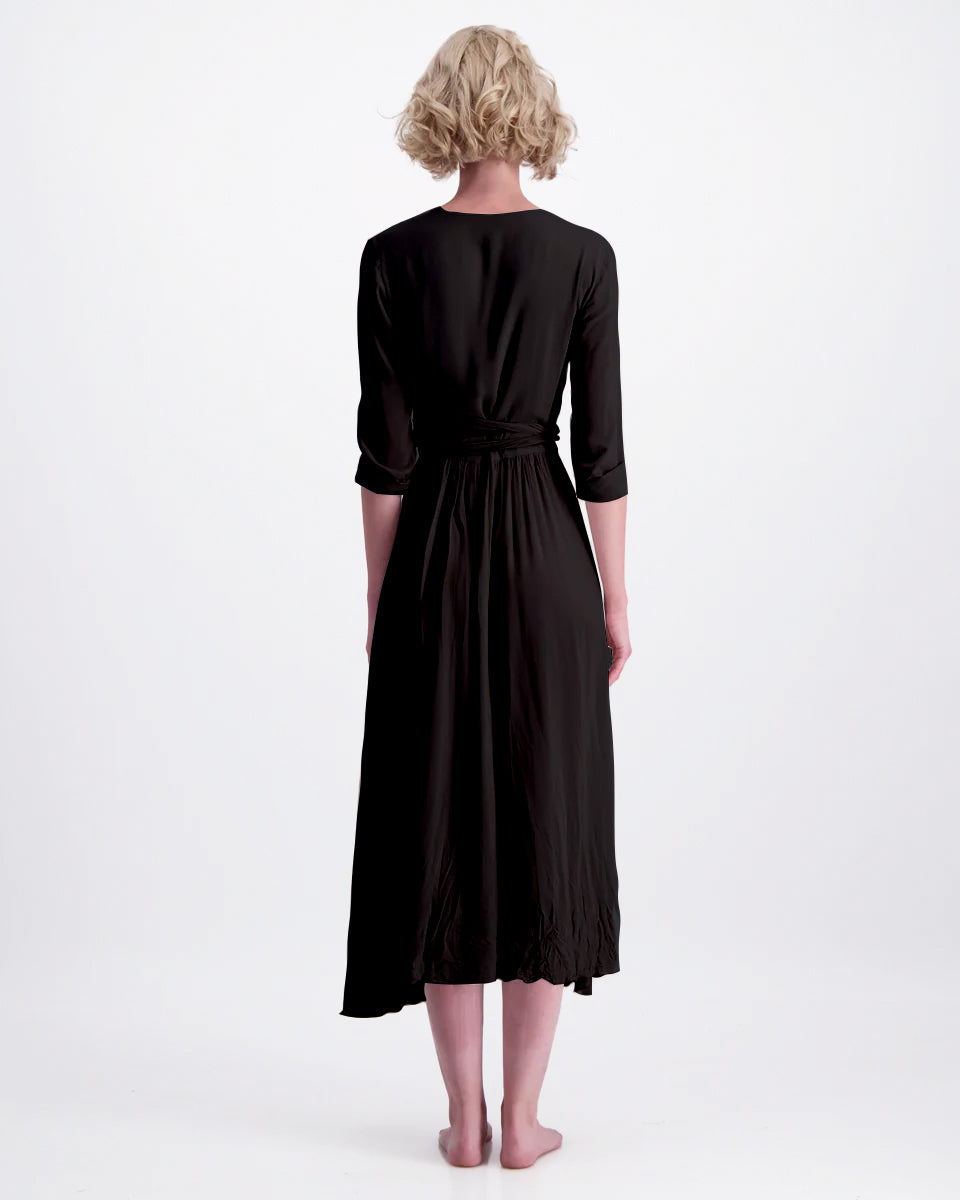 eva wrap dress- black