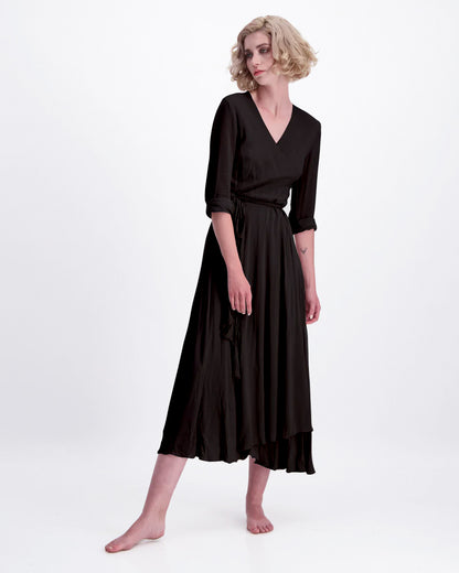 eva wrap dress- black