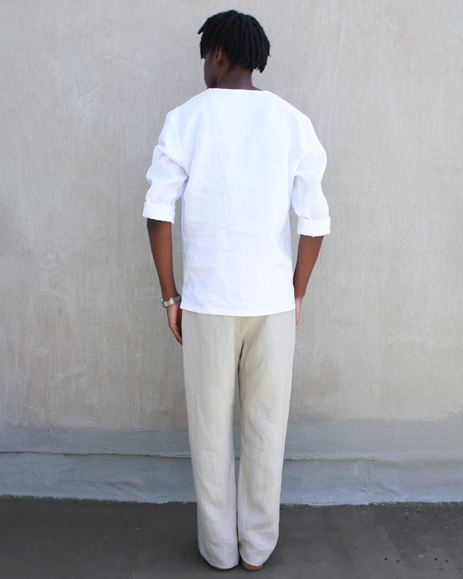 men's casual linen top - white