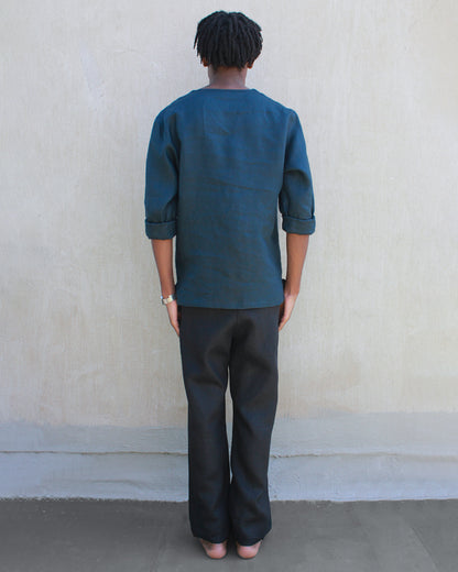 men's casual linen top - navy