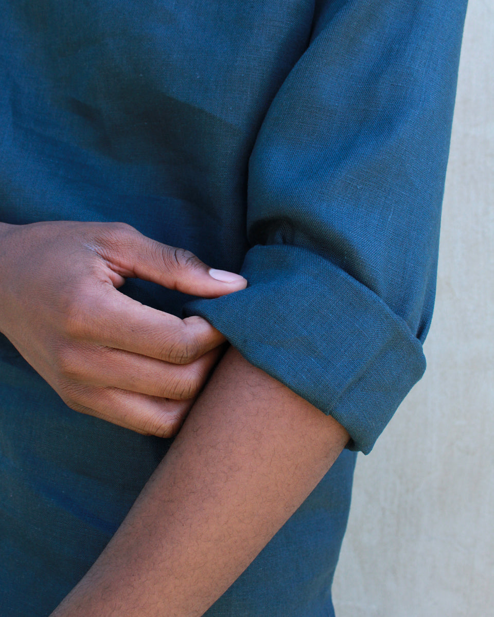 men's casual linen top - navy