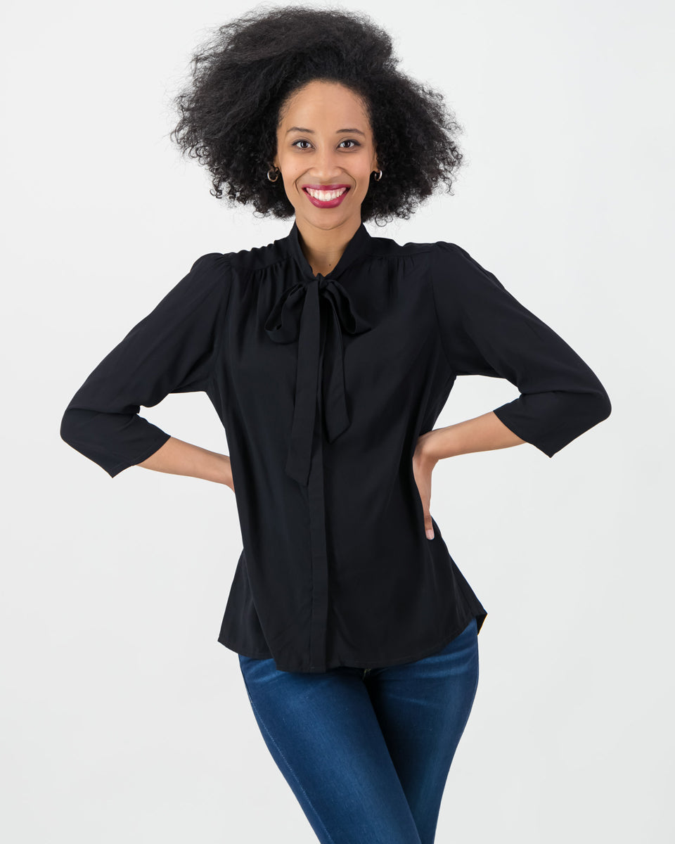 lia summer blouse - black