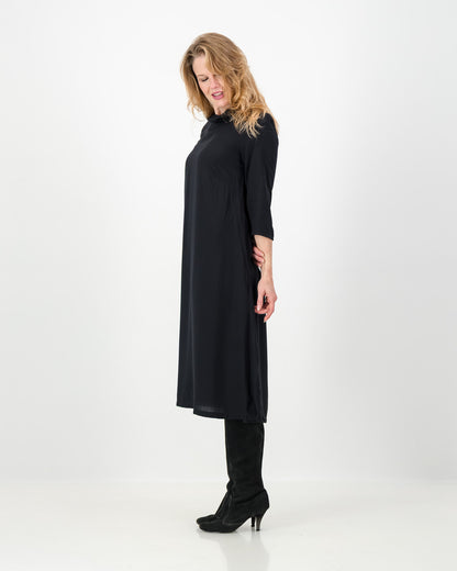 mila short loose winter dress - black
