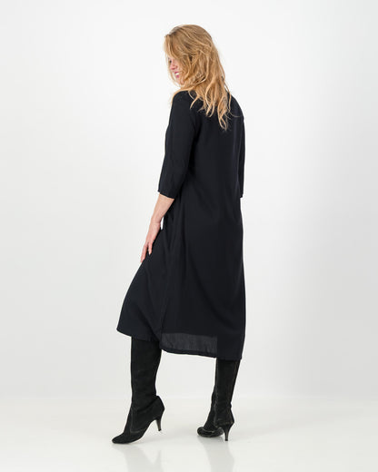 mila short loose winter dress - black
