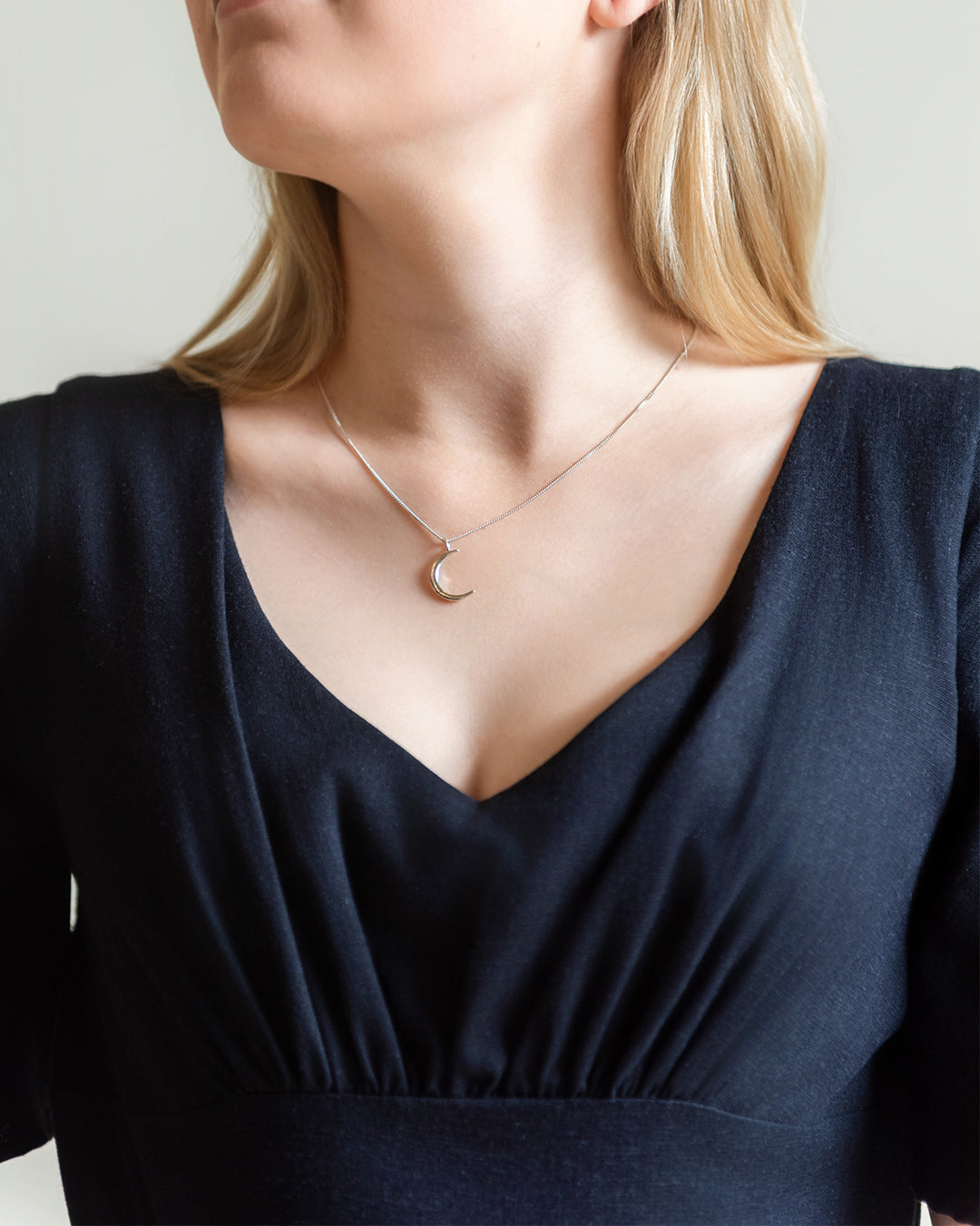 Sterling Silver Crescent Moon Necklace