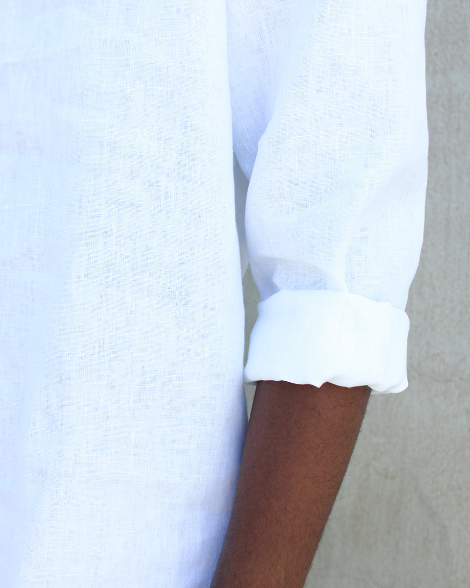 men's casual linen top - white