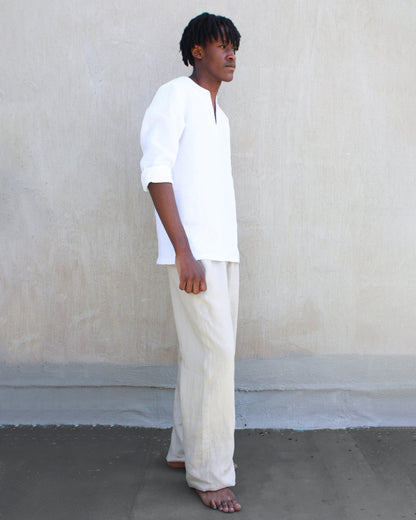 men's linen pants - stone