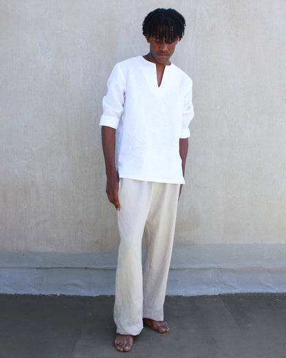 men's linen pants - stone