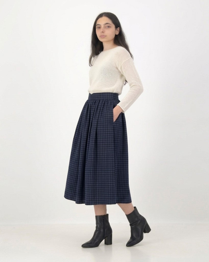 andile wool skirt - blue check