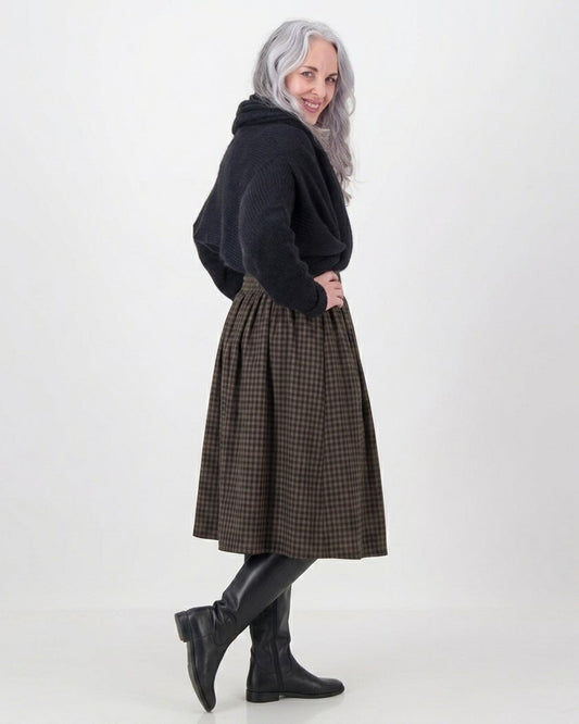 andile wool skirt - chocolate brown check