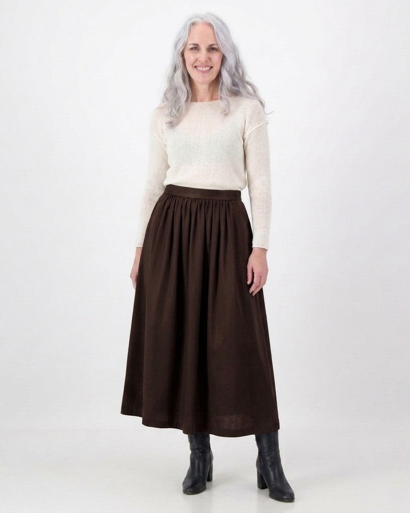 andile wool skirt - chocolate brown