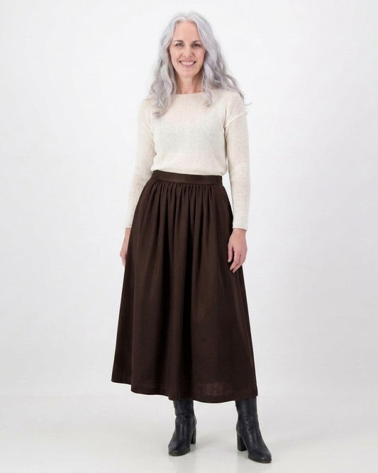 andile wool skirt - chocolate brown