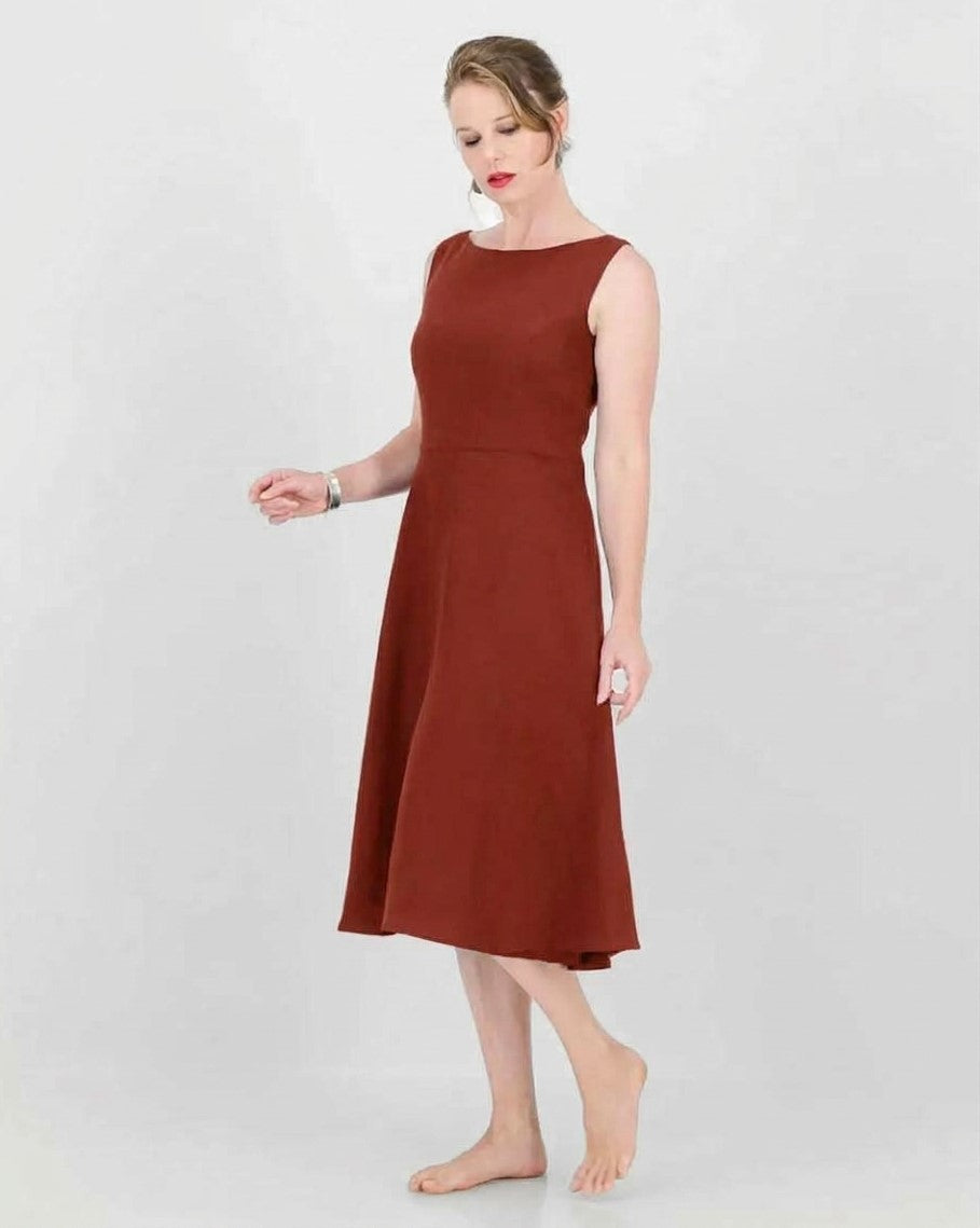 mpilo boatneck dress - rust