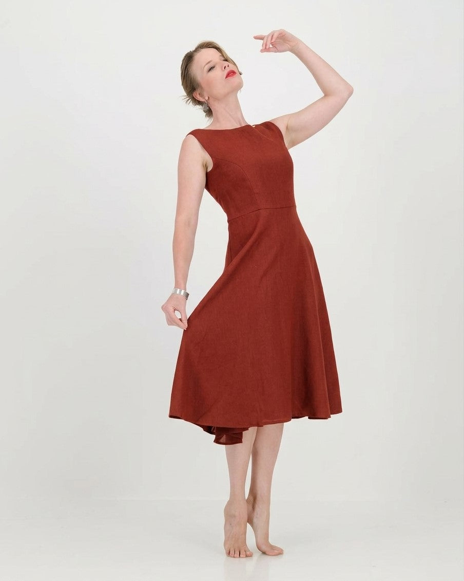 mpilo boatneck dress - rust