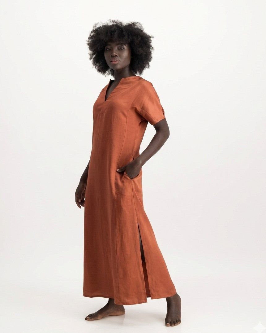 olivia dress - terracotta