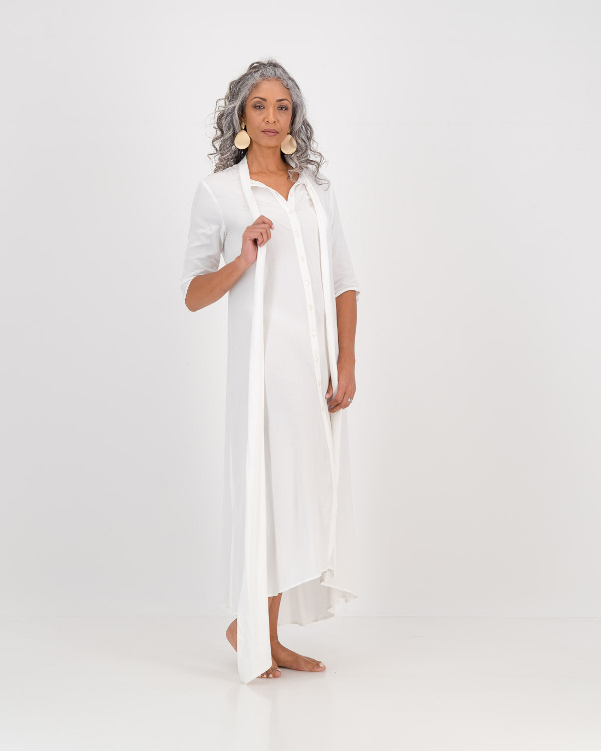 LUNAR, vanessa with sleeves -white eco fashion, sustainable
