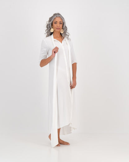 LUNAR, vanessa with sleeves -white eco fashion, sustainable