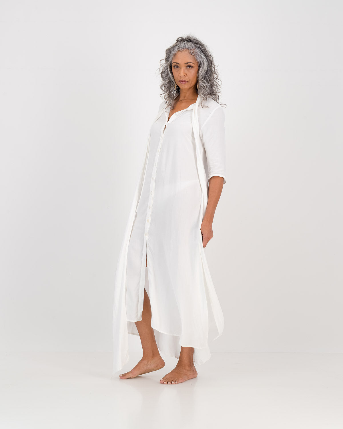 LUNAR, vanessa with sleeves -white eco fashion, sustainable