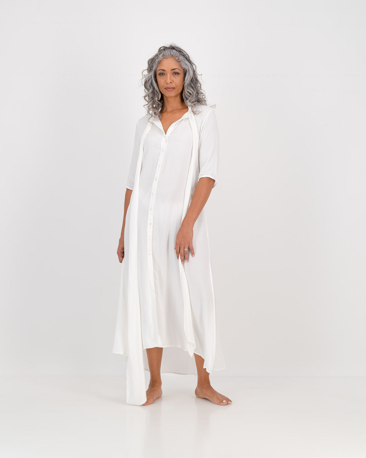 LUNAR, vanessa with sleeves -white eco fashion, sustainable