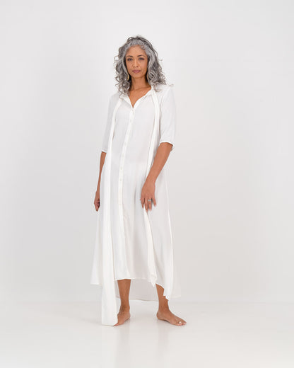 LUNAR, vanessa with sleeves -white eco fashion, sustainable