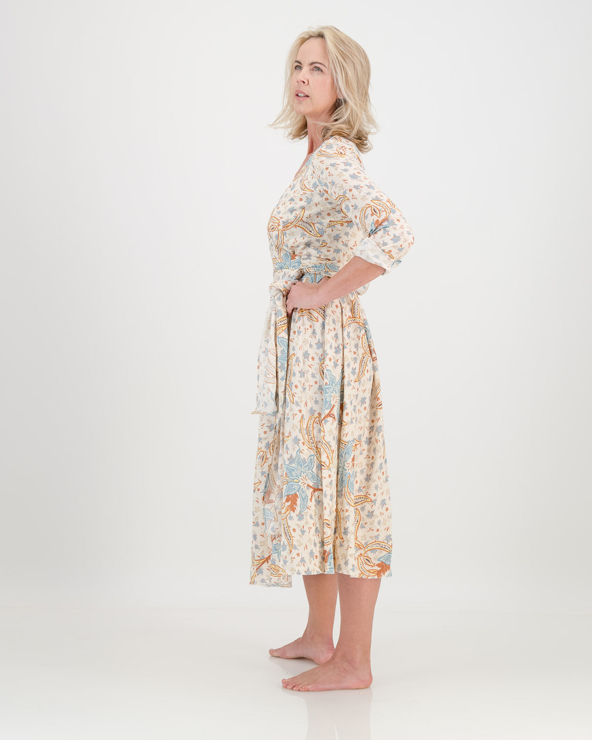 l s eva wrap dress natural floral