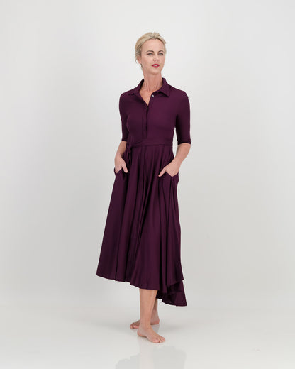 abigail dress with sleeve - plum