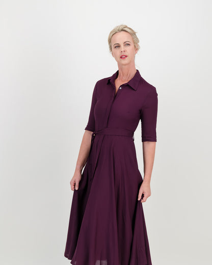 abigail dress with sleeve - plum
