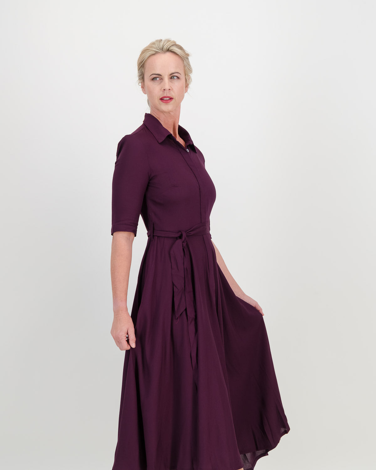 abigail dress with sleeve - plum