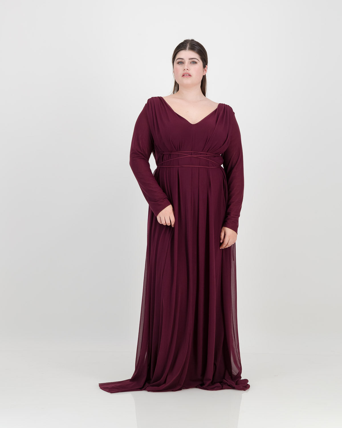 long sleeve cleo dress - burgundy