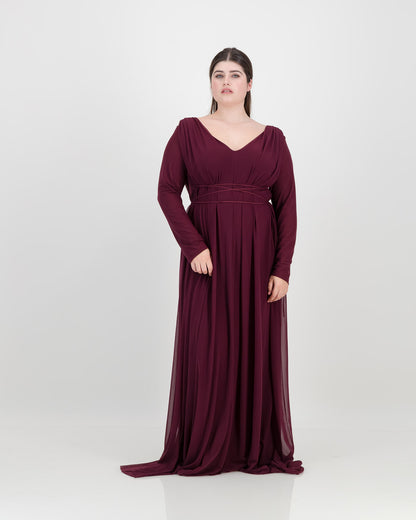 long sleeve cleo dress - burgundy