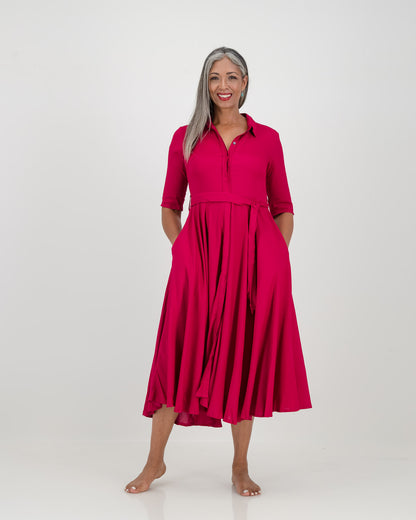 abigail dress with sleeve - cerise