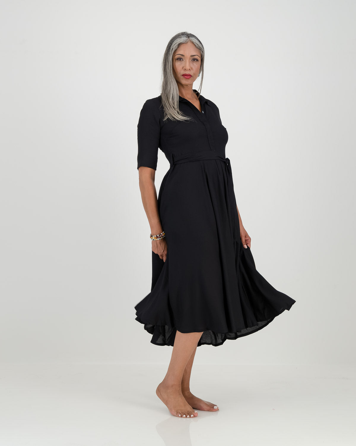 abigail dress with sleeve - black