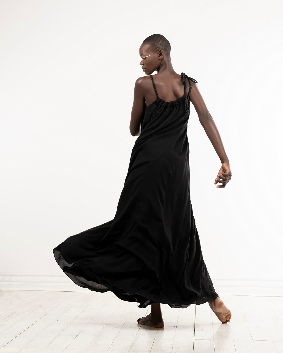 Happy dress - full length black maxi dress by Lunar